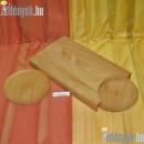 Fa tányér alátétes vágódeszka 46×27×5 cm, 2 db 23 cm átmérőjű 2,57 cm vastag fatányérral