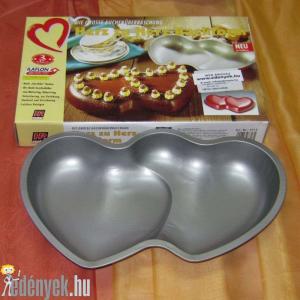 Zenker, egymásban két szív alakú tortasütő forma 33×20×4,50 cm-es, tapadásmentes ilag bevonattal.
