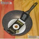 28 cm átmérőjű indukciós wok gránitbevonattal. A nyele 18,70 cm hosszú, oldala 8 cm magas.